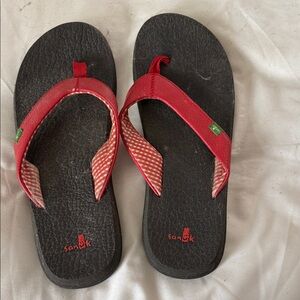 Sanuk Kids Black and Red Flip Flops